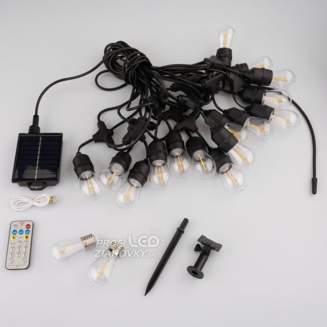 Solárna záhradná girlanda 15m - 22x LED - teplá