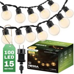 Záhradná svetelná girlanda NESSA LUMILED - 15,7m - 100 LED - 3000K