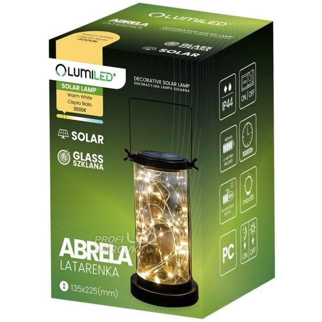 ABRELA LED solárne vonkajšie záhradné stojace svietidlo prívesok 3000K IP44 LUMILED