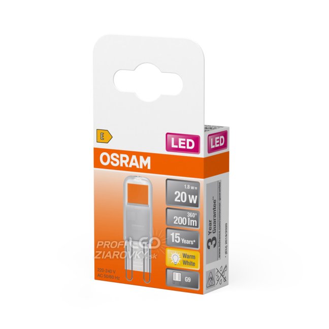 LED žiarovka G9 1,8W = 20W 200lm 2700K Teplá 320° LED PIN Osram