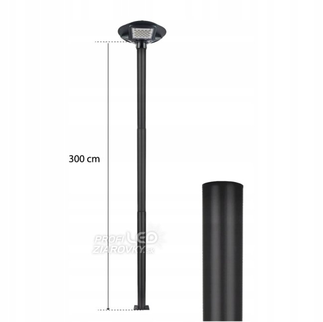 Osvetľovací stožiar 3 m stožiar pre pouličné lampy Lampy okrúhle čierne