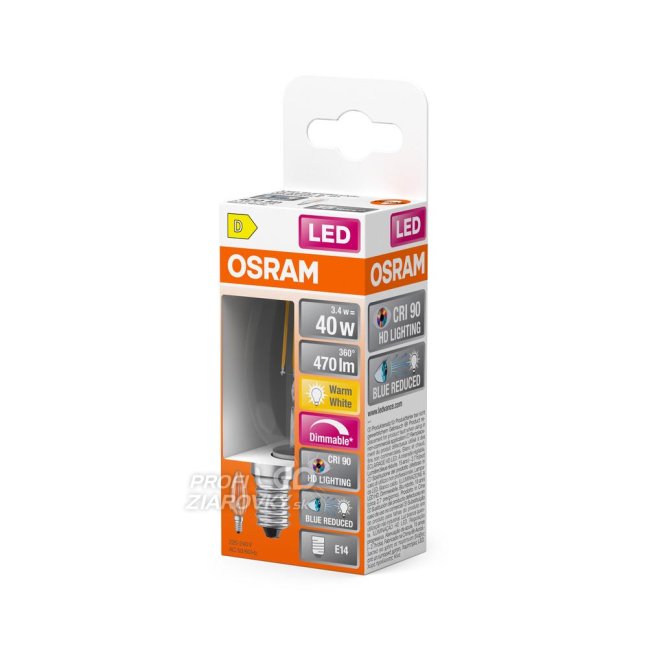 LED žiarovka E14 B35 3,4W = 40W 470lm 2700K Warm 300° CRI90 Žiarovka OSRAM SUPERSTAR+ Stmievateľná
