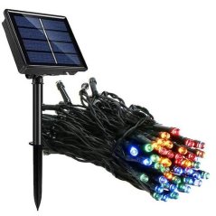 Vianočná led svetelná reťaz solárna + programator - 100led - 12m multicolour