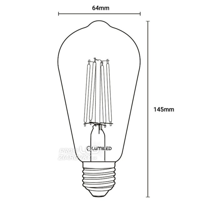EDISON E27 ST64 6W = 50W 420lm 2200K Warm 360° Filament LUMILED Smokey LED žiarovka