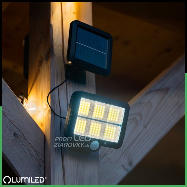 Solárne reflektory LED Halogénová záhradná lampa 6500K IP65 Senzor pohybu a súmraku DECRO LUMILED
