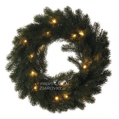 Led vianočný veniec, 40cm, 2× aa, vnútorný, teplá biela
