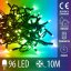 Svetelná reťaz vonkajšia aj vnútorná 10 m, 96 LED, RGB farebná, svetelné programy