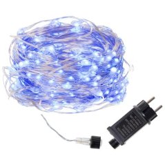 Vianočná led svetelná mikro reťaz vonkajšia + programator - 100led - 10m modrá