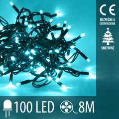 Svetelná reťaz vnútorná 8 m, 100 LED, tyrkysová