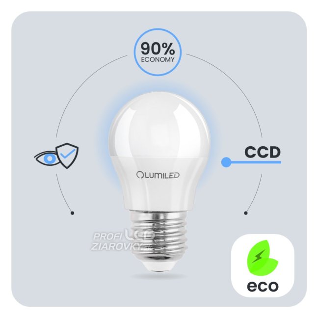 LED žiarovka E27 P45 5W = 40W 470lm 3000K Warm 120° LUMILED