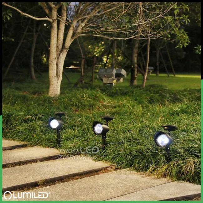 3x LED solárne záhradné bodové svietidlo OGA reflektor IP44 6500K LUMILED