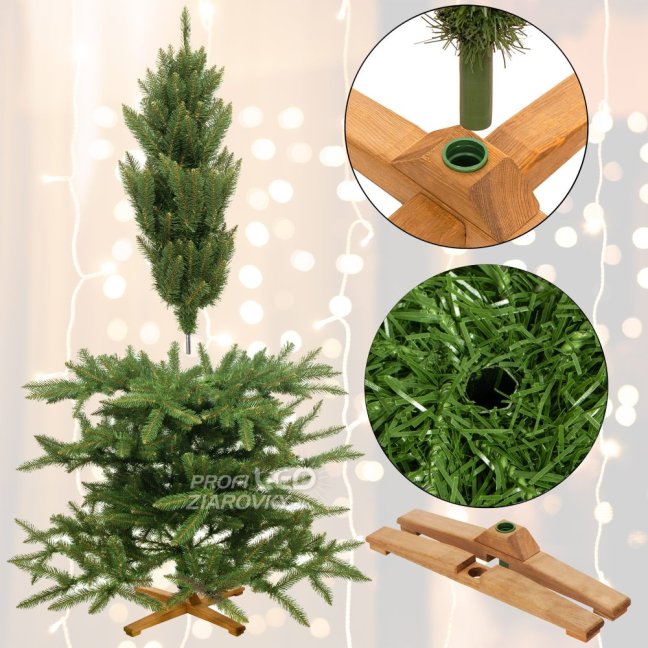 Umelý vianočný stromček Premium Royal Trees - 180cm - prírodný smrek s dreveným stojanom