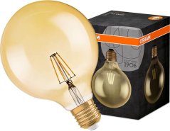 Led žiarovka filament e27 7w osram vintage 1906 globe gold - teplá biela