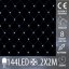 Svetelná sieť vonkajšia 2 × 2 m, 144 LED, studená biela, 8 programov