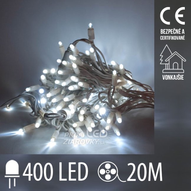 Svetelná reťaz vonkajšia 20 m, 400 LED, studená biela