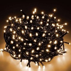 Vianočná led svetelná reťaz vonkajšia - na spájanie - programátor - 500led - 25m teplá biela
