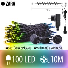 Svetelná reťaz vonkajšia 10 m, 100 LED, farebná, štartovacia súprava – Zara