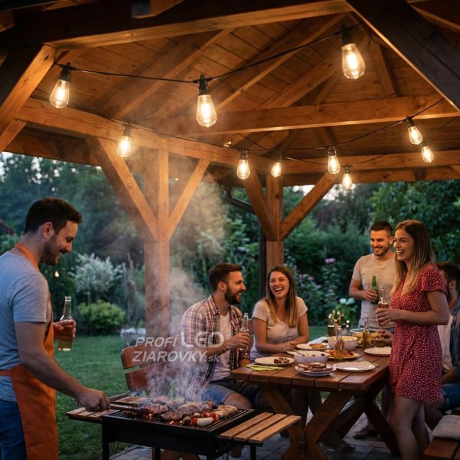 Záhradná solárna girlanda 20x LED dekoračné žiarovky 11, 68m 3000K teplá biela + diaľkové ovládanie LUMILED