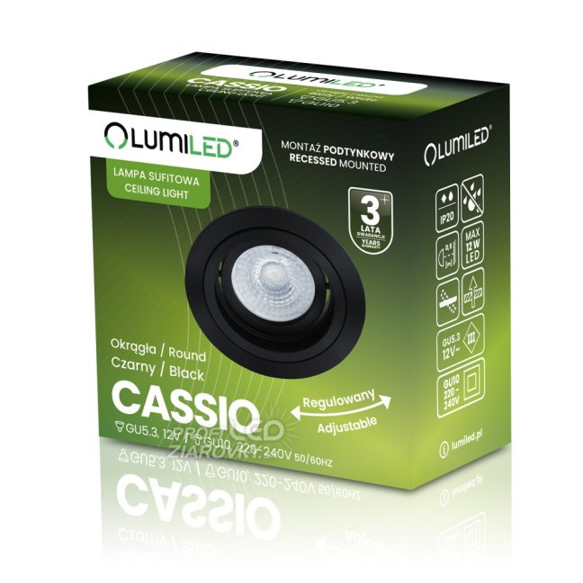 Svietidlo HALOGEN GU10 MR16 Round Black CASSIO LUMILED na zapustenú montáž