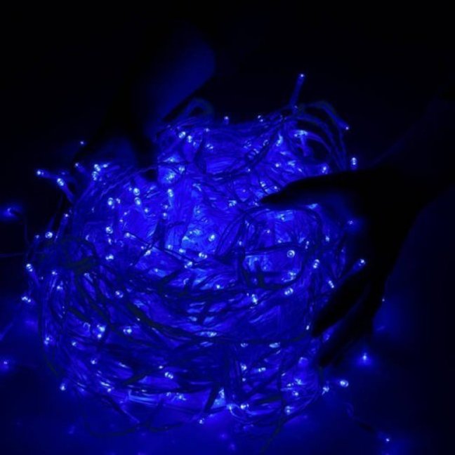 Vianočná led svetelná záclona na spájanie vonkajšia - programy - časovač + diaľkový ovládač - 500led - 20m modrá