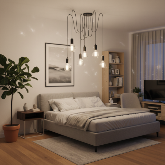 Závesná stropná lampa ARANE pavúk 6 ramien pre LED 6x E27 LUMILED
