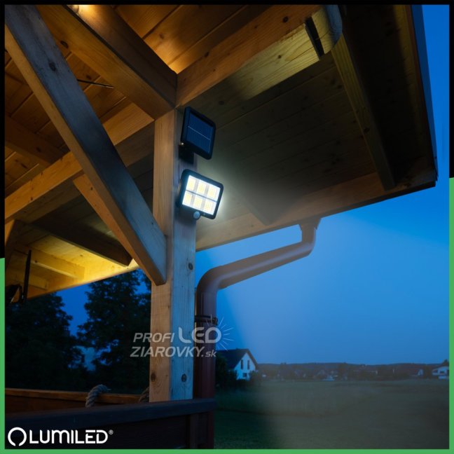 Solárne reflektory LED Halogénová záhradná lampa 6500K IP65 Senzor pohybu a súmraku DECRO LUMILED