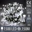 Svetelná mikro reťaz vonkajšia 150 m, 1500 LED, studená biela, 8 programov