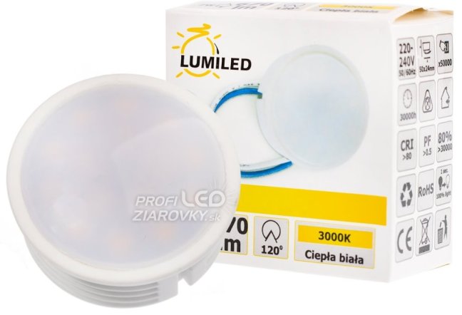 Vložka pre led svietidlá lumiled mliečne sklo modul 7w 670lm 3000k 120°