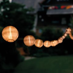 Solárna záhradná girlanda 20x LED dekoratívne lucerny 7,59 m teplé 3000K RISA LUMILED