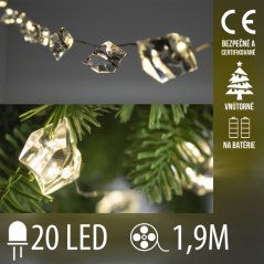 Svetelná reťaz vnútorná na batérie 1,9 m, 20 LED, teplá biela