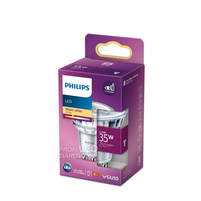 LED žiarovka GU10 3,5W = 35W 255lm 2700K Warm 36° reflektor PHILIPS