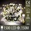 Svetelná mikro reťaz vonkajšia 150 m, 1500 LED, teplá biela, 8 programov, časovač, ovládač