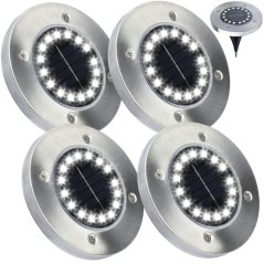 Záhradná solárna lampa 16x LED - zapustená - sada 4ks - studená biela
