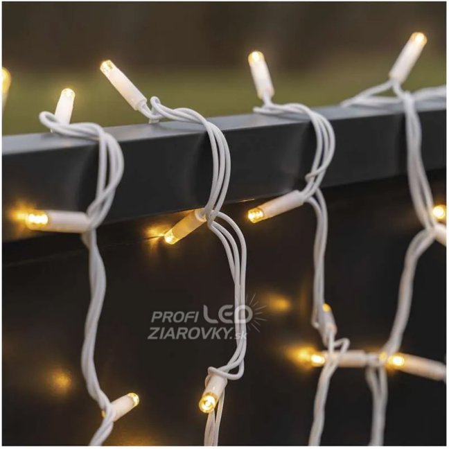 Svetelná reťaz vonkajšia 10 m, 100 LED, teplá biela, na spájanie, biely kábel – Viktória