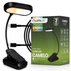 Lampa stolová LED stolová nastaviteľná CCT na klips CAMELO čierna LUMILED