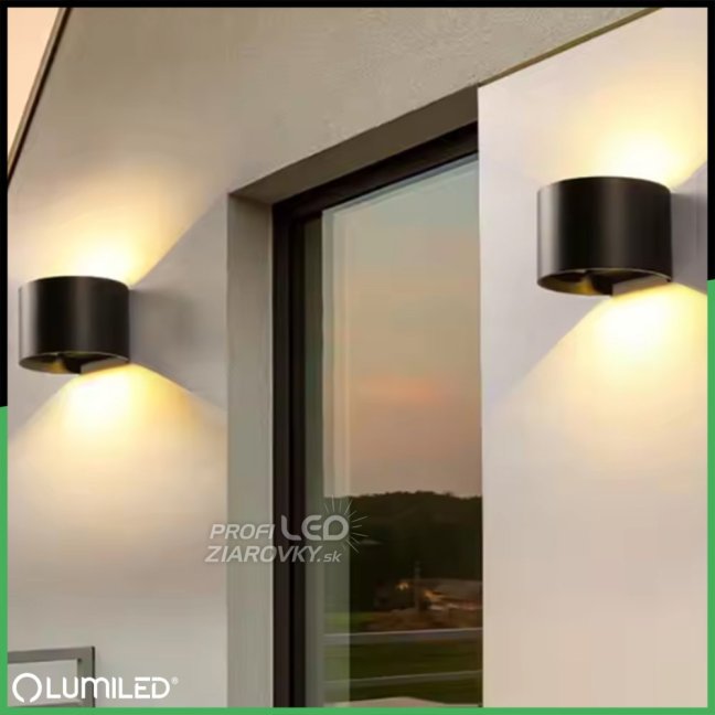 LED fasádne nástenné svietidlo 2x3W 4000K Nastaviteľné zhora nadol Čierna PINUS LUMILED