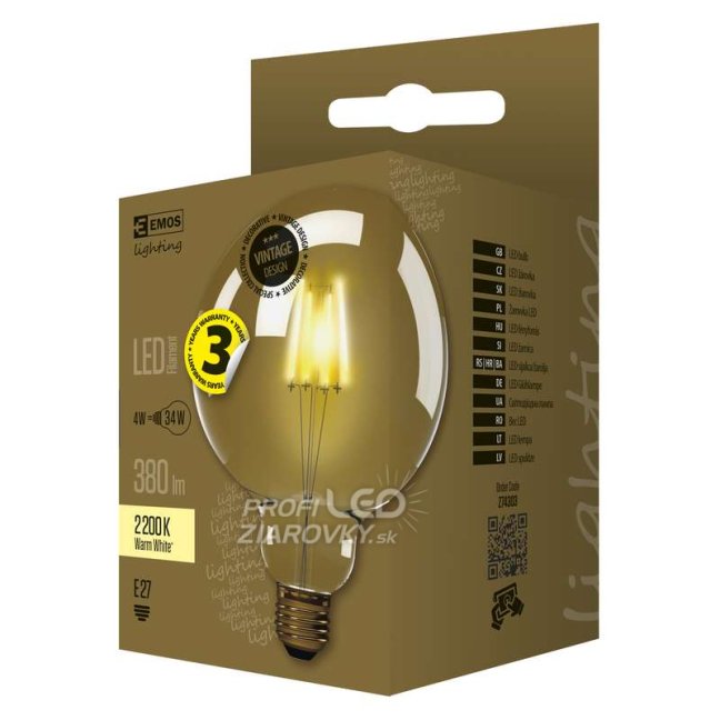 Led žiarovka vintage g125 4w e27 teplá biela+ Led žiarovka vintage g125 4w e27 teplá biela+
