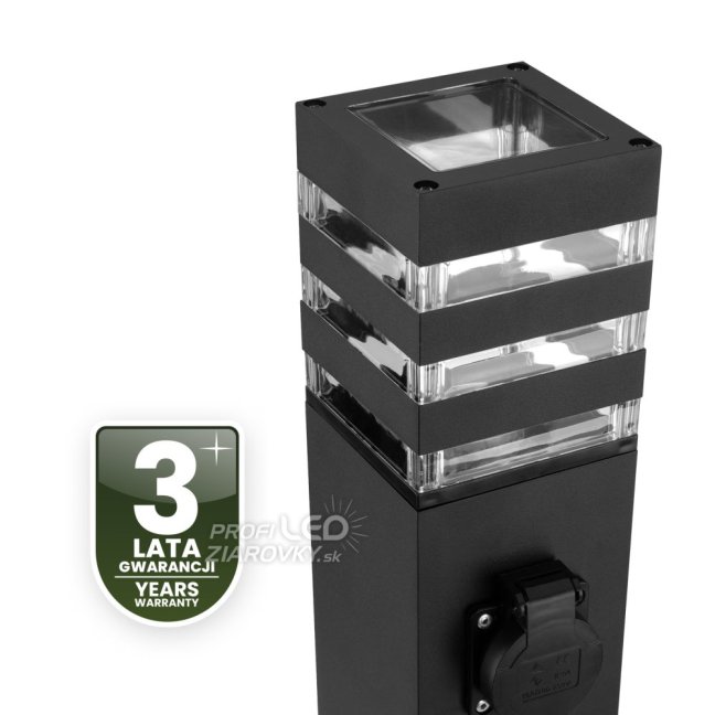 Záhradná LED lampa - stĺpik - E27 - so zásuvkou TAXUS 2 - 60 cm - LUMILED