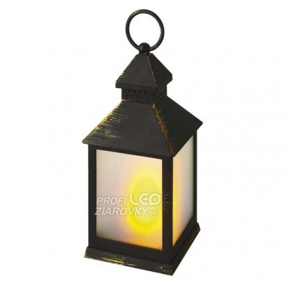 Led dekorácia - lampáš mliečny, 3x aaa, čierna, vintage